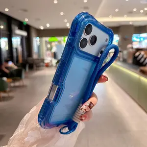 Transparent Four-Corner Airbag Protective Strap Lanyard Anti-Drop Phone Case Cover Shockproof for iPhone 17 Pro Max 17 16 Pro Max 15 Pro Max 14 13 12 11 17 Air