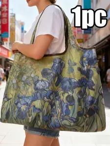 Large Reusable Shopping Bag, Foldable Cloth Square Bag, Portable Bag, Ideal for Women, Daily Use, Grocery, Camping, Travel, Picnic