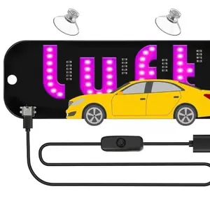 LED Light Sign for Car, Taxi Sign Light Windshield Led Sign Car LED Decal with Suction Cups USB Plug for Cars, Trucks, SUVs(Blue) Multicolor
