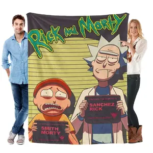 Rick Sanchez & Morty Smith Mugshot Print Flannel Throw Blanket Soft Cozy Warm Lightweight Plush Fleece Blanket Unique Christmas Holiday Gift for Rick and Morty Fans Couch Bed Sofa All Season Home Decor