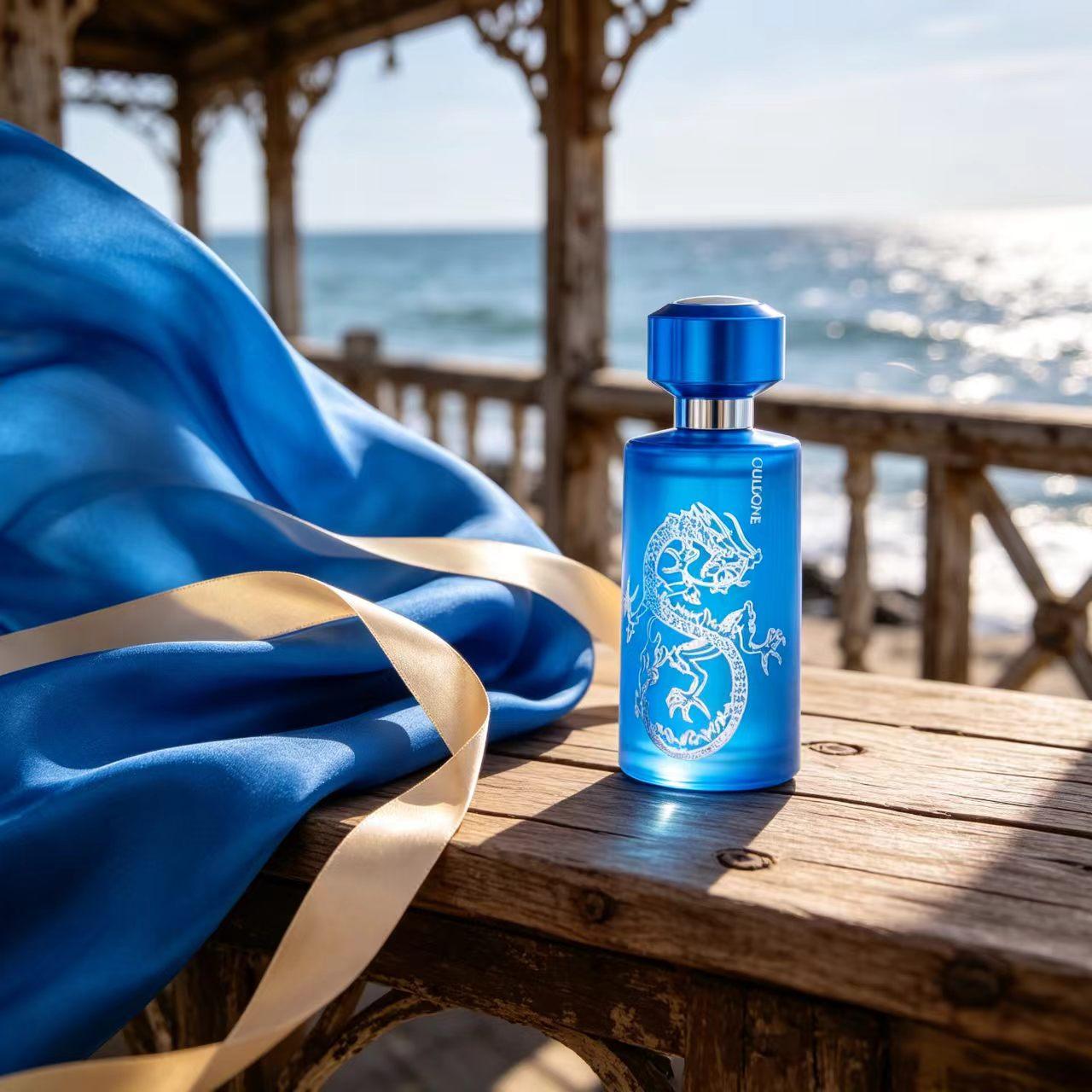 Men's Dragon Essence Extracted Perfume - Blue Transparent Bottle, Suitable for Business and Sports Occasions, Business/Sports