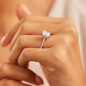 The Works 2ct Certified Emerald Cut Diamond Ring, Lab Grown Diamond Engagement Ring, 14KT, 18KT, Plat, Handmade