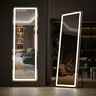 Sweetcrispy Floor Mirror with Stand - LED Integrated Home Decorative Modern Mirror, Dimmable & 3 Color Lighting for Room Decor