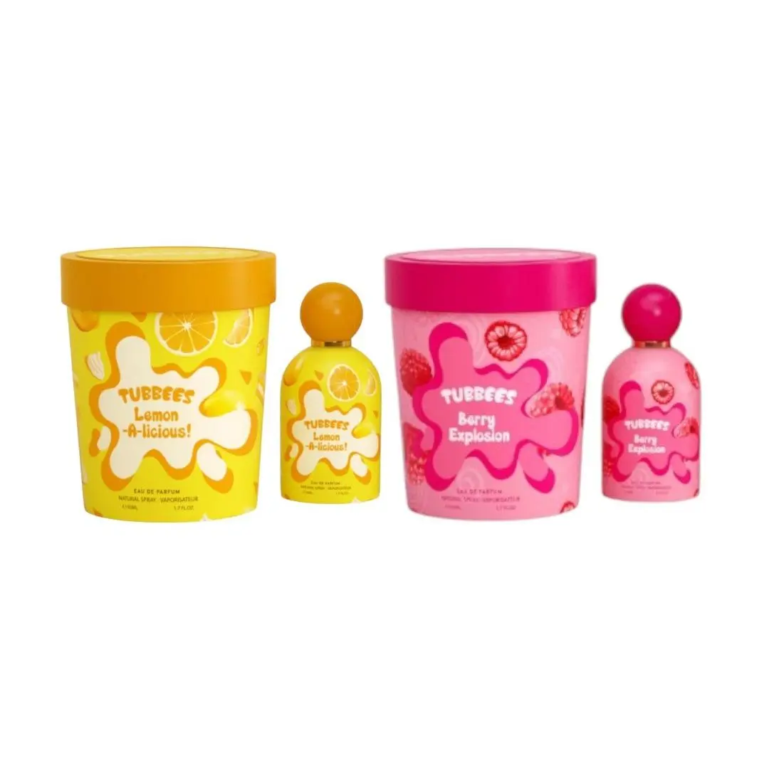 GRANDEUR Tubbees Berry Explosion + Lemon-A-Licious Multi-Pack Unisex EDP, 2 Bottles (1.7 fl oz Each) with Playful Berry-Lemon & Sweet Notes