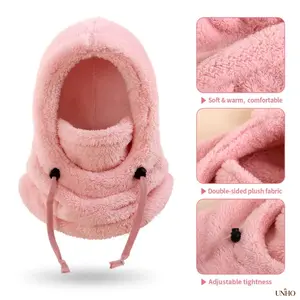 Windproof Thermal Fleece Balaclava Full Face Neck Guard Mask ForDetachable Hood Collar Warm Neck Warmer Protective Gear For Skiing Motorcycle Winter Outdoor Sports