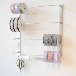 Wire Spool Rack Thread Holder Silver Organizer Ribbons Roll Storage Sewing Tool Room Shelf