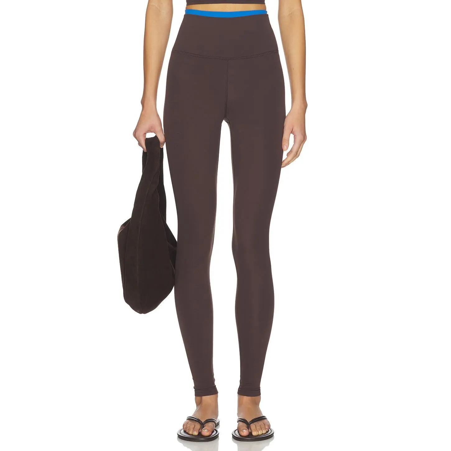 Splits59 Dual High Waist Airweight 7/8 Legging in Dark Chocolate & Classic Blue