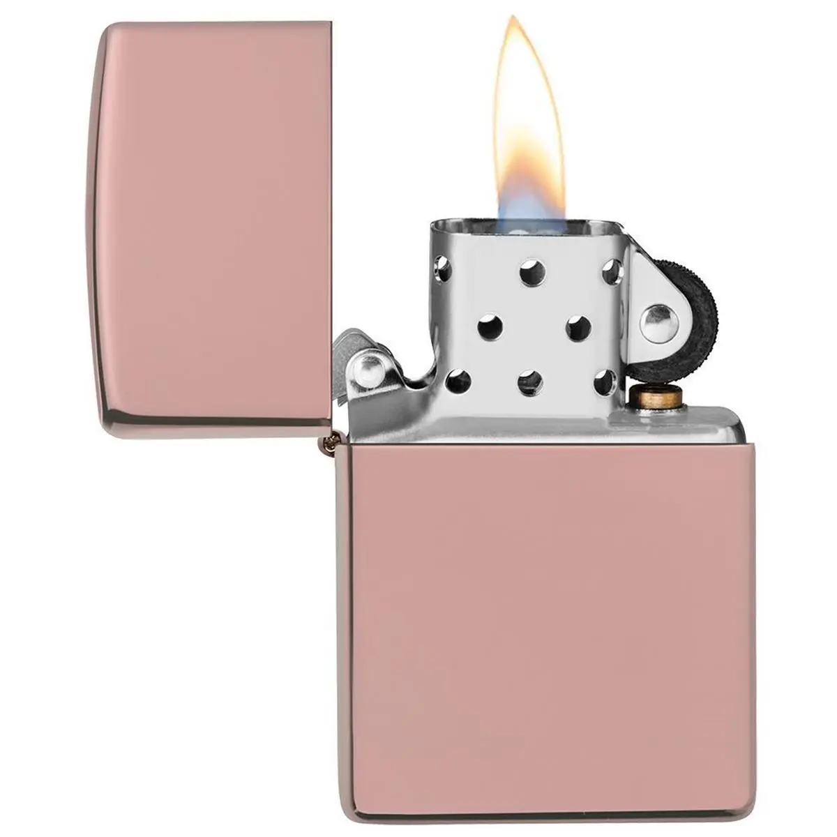Zippo Rose Gold Refillable Windproof High-Polish Metal Pocket Lighter with Click Mechanism - Decorative Automotive & Motorcycle Interior Accessory