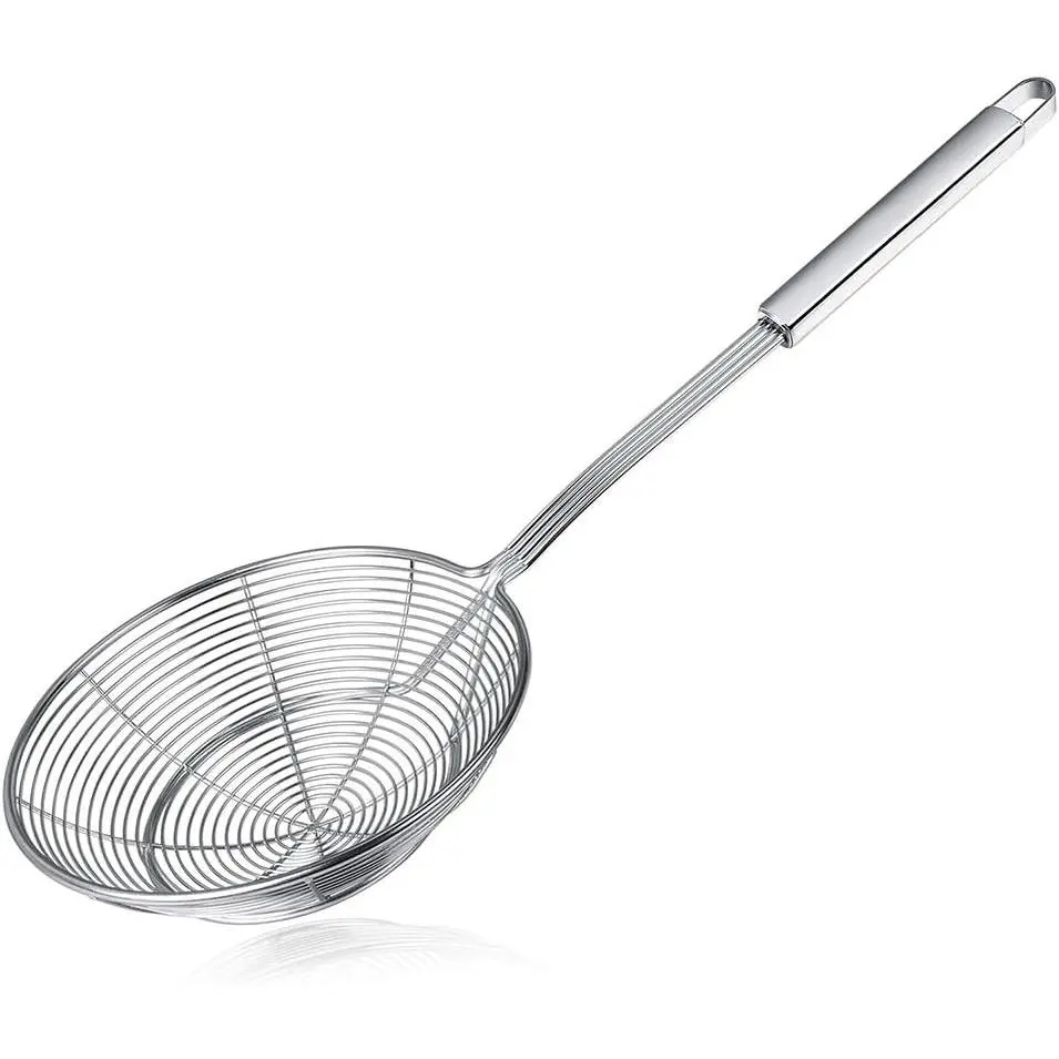 Spider Strainer Skimmer,  Stainless Steel  Strainer Ladle Frying Spoon with Handle for Kitchen Deep Fryer, Pasta, Spaghetti, Noodle, 7 Inch