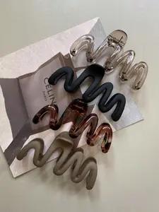 4-Piece Minimalist 10.5cm Wavy Design Lightweight Hair Claw Clips, Synthetic Claw Clip, Perfect for Daily Use, Showers, Travel, Beach, and Fashion Styling