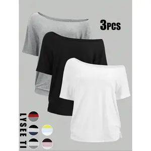 Women’s solid-color T-shirt, casual short-sleeved T-shirt for everyday wear, all-season women’s clothing, women’s apparel