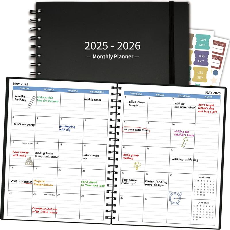 Monthly Planner20252026 (7.4'' x 9.6''), 2025 Calendar 18 Months Planner from Jan 2025Jun 2026, Academic Planner with Monthly Tabs  Pocket, Perfect for School  Work, 120GSM Thick Paper, Black
