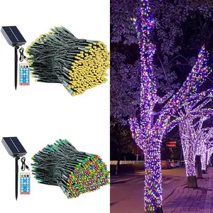 328FT/800LED Solar Outdoor String Lights Dimmable Shatterproof ST38 Bulbs for Backyard Porch Garden Christmas haul Holiday Decorations Festive Patio Multicolor Solar-Powered Pathway Waterproof Remote Timer Fairy with