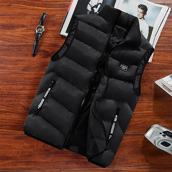 Men’s Autumn/Winter Stand Collar Down Vest — Simple slim-fit business casual vest suitable for outdoor wear in spring and autumn and for layering in winter.