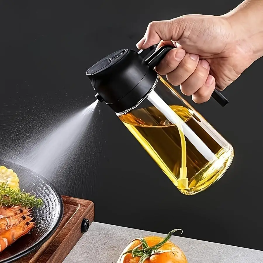 2 in 1 Oil Sprayer with Handle, 1 Count Portable Oil Dispenser, Oil Sprayer Bottle for Cooking, Barbecue, Air Fryer, Baking, Salad