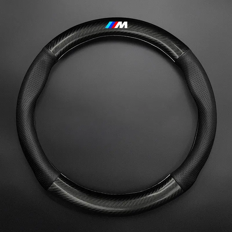 Universal Car Steering Wheel Cover, Carbon Fiber Leather, Anti-Slip Design, Fits Bmw Models, Stylish Automotive Accessory, Car Accessories