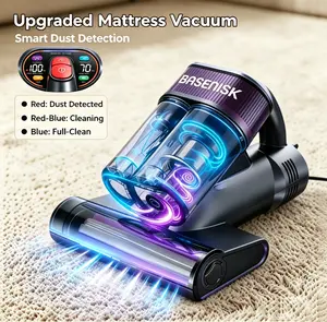BASENISK Mattress Vacuum Cleaner for Dust Mites Removal, Bed Vacuum with 16Kpa Suction, UV-C Light, Double-Cup Handheld Vacuum With HEPA Filter&Aromatherapy, Deep Clean for Bed, Couch, Carpet&Pillow, Smart Display&Lightweight,#TikTokShopDealsforYouDays
