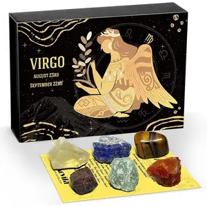 Virgo Crystals Gift Set, Zodiac Signs Healing Crystals Birthstones with Horoscope Box Set Virgo Astrology Crystals Healing Stones Gifts Aovila