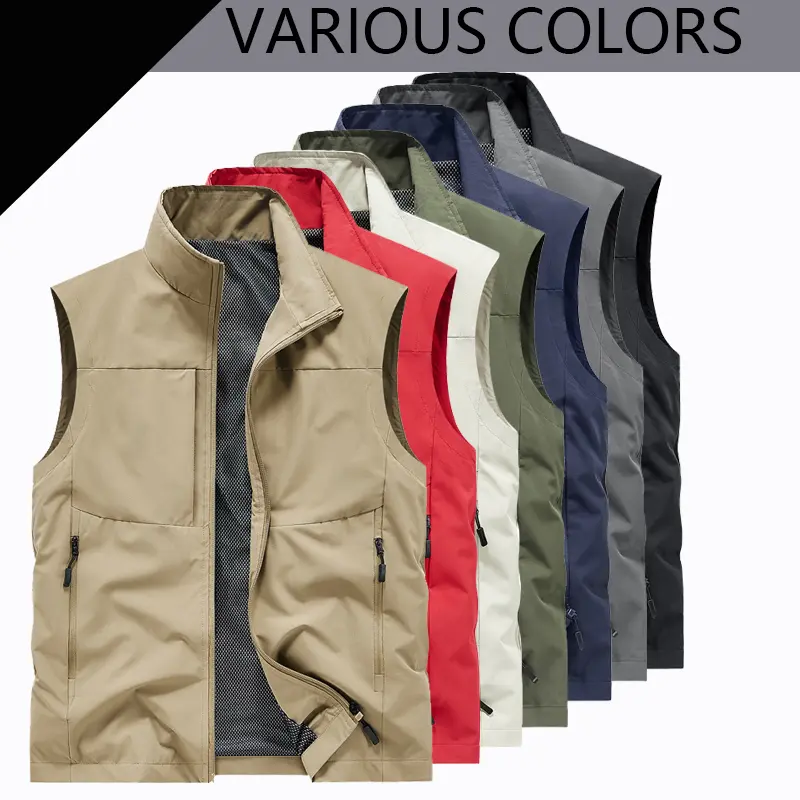 Spring and Autumn men's casual sleeveless vest versatile commuting fishing vest jacket outdoor thin design