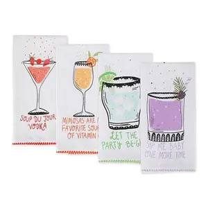 Design Imports Sassy Cocktails Printed Kitchen Towel Set of 4