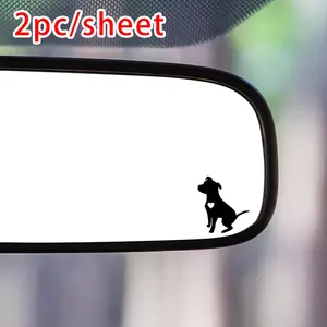 1SET Commute Warm Dog Decor Sticker (for car interior) For car interior/commute bags/notebooks "Loving Pitbull Silhouette" elements, add warm dog-lover vibe to car commute Decor sticker + commute car dog-lover decor goods
