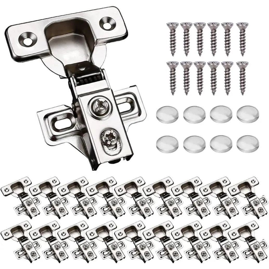 Stainless Steel Concealed Cabinet Hinges, 20-Pack Soft Close for 1/2" Partial Overlay Kitchen Doors, 100 °   Opening Concealed Mount (Camping & Hiking Tent Accessory)