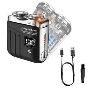 Top-SELLING Men's Mini Electric Shaver - Magnetic Dual Blades Curved Blade Mesh Waterproof Skin-Friendly Washable