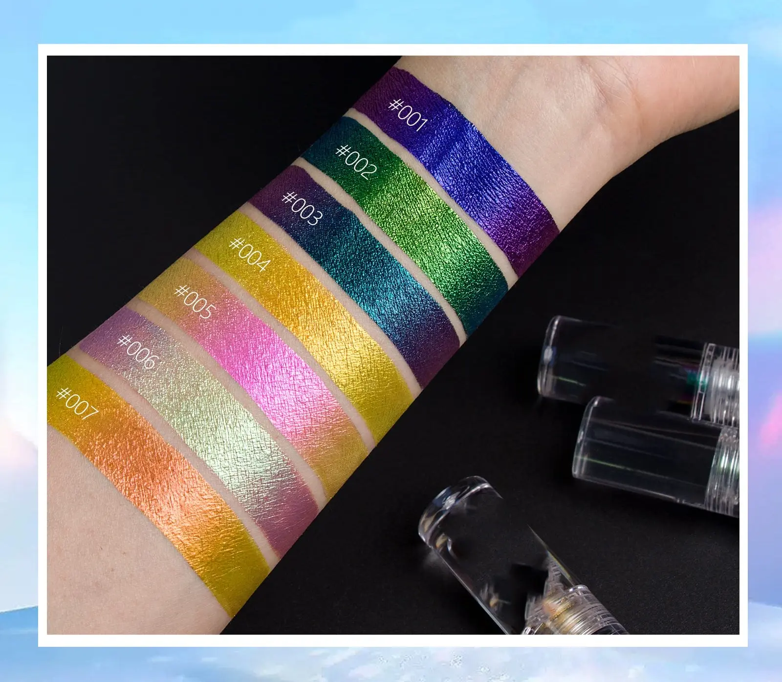 3-count Glitter Eyeshadow Set – Multichrome Liquid Eyeshadows, Long-Lasting Metallic Chameleon Finish, Smudge-Proof Holographic Eye Looks (#1+2+6)