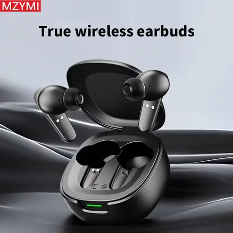 MZYMI True Wireless In-Ear Audio Earbuds - Chargeable Bluetooth Headphones with Built-In Microphone for Calls, Large Capacity Charging Case, Compatible with PCs & Laptops, Mobile Smartphones