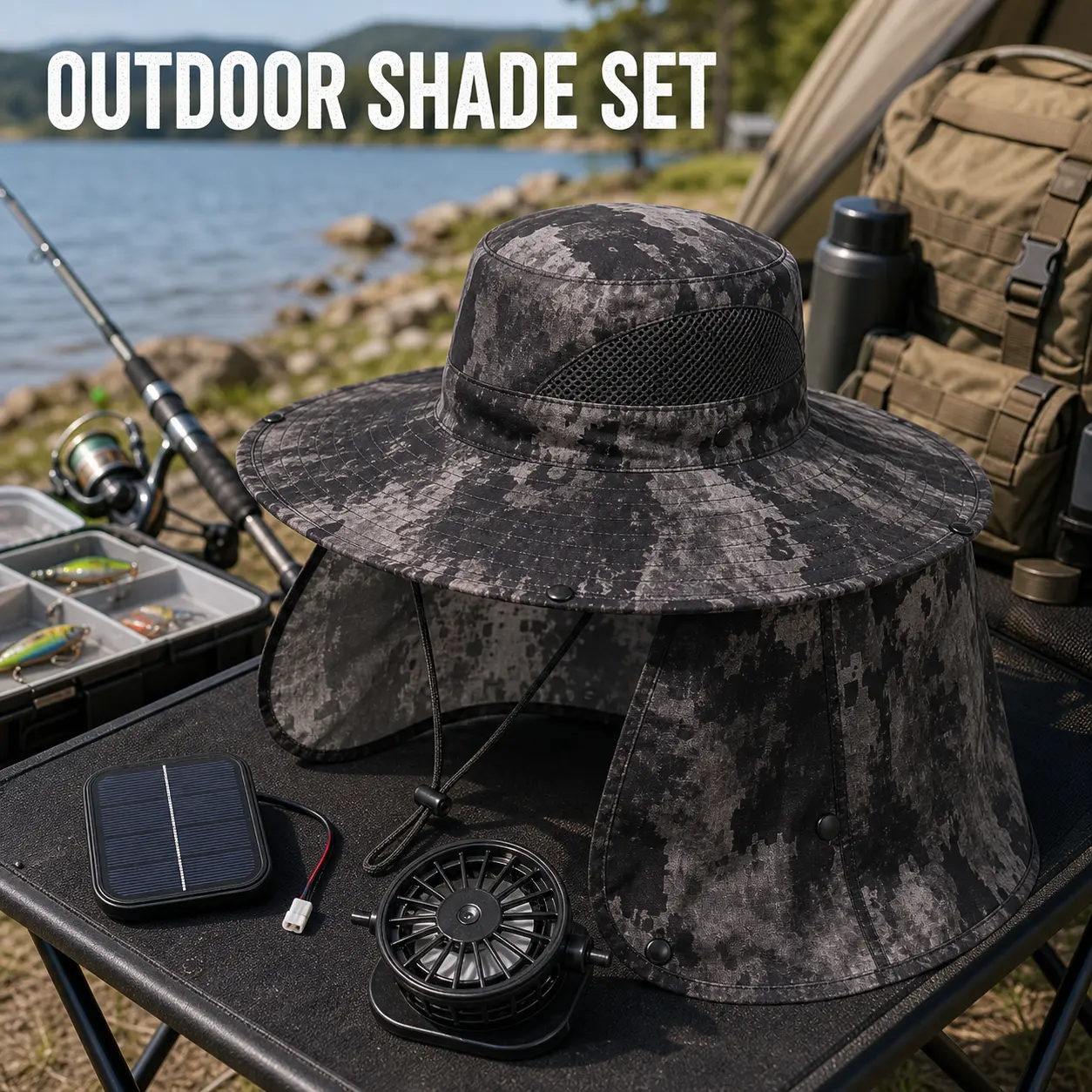 Modular Solar Fan Sun Hat with Detachable Fans and Removable Neck Cape for Fishing Gardening Camping