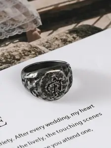 Punk Style Irregular Stone Decor Ring, Stainless Steel Jewelry for Party, Daily Clothing Decor, Trendy All-match & Exquisite Jewelry for Birthday Gift