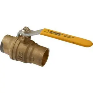Parker Hannifin 1.5" Brass Standard 2-Piece Inline 1-Way Flow Ball Valve, Lever Handle, Soldered Ends, 600 WOG, 150 WSP, Model XV509P-24