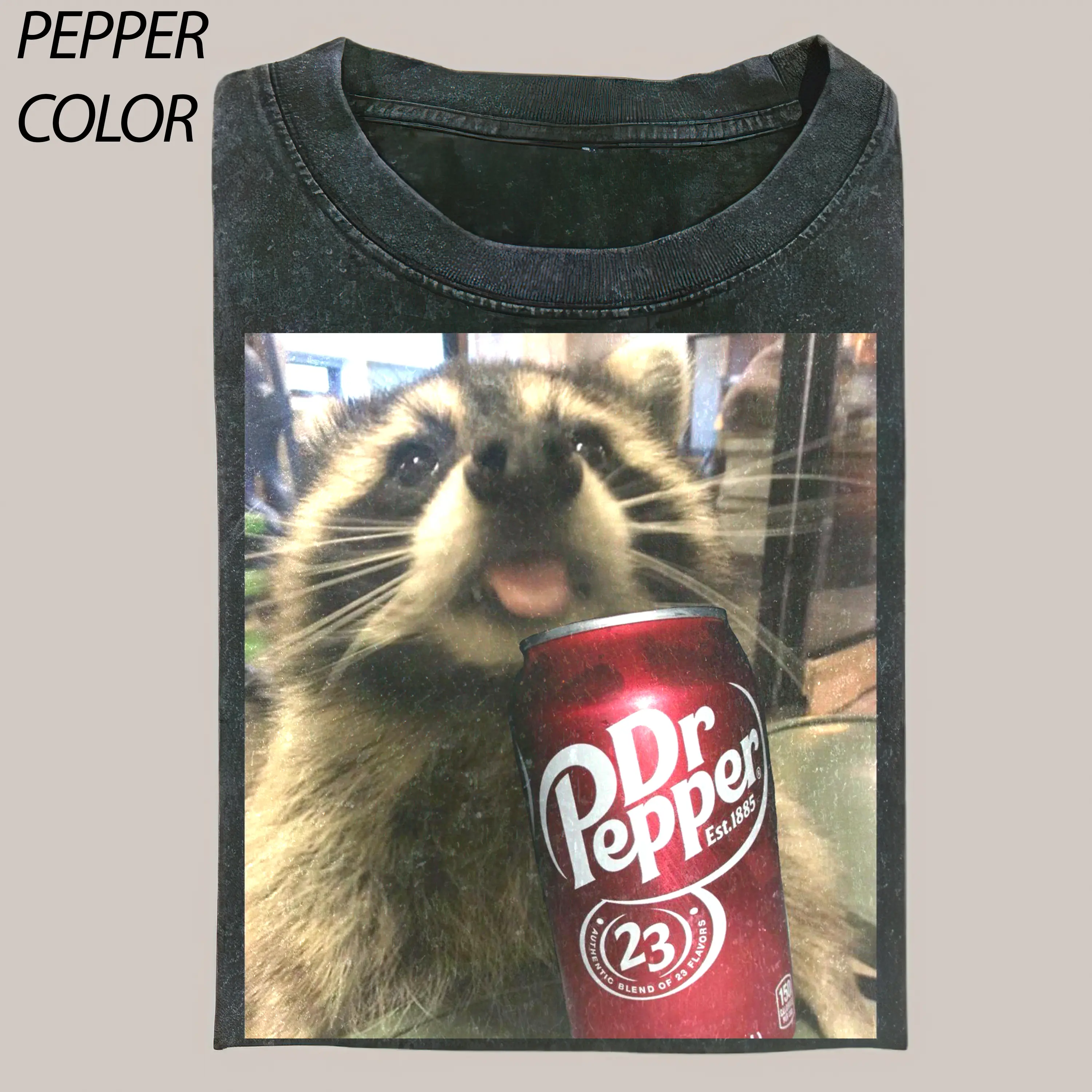 Cool Raccoon -  Dr Pepper Vintage Graphic T-shirts, Animal memes Retro Graphic Tee, Vintage Funny Raccoon Expression Graphic Tee, Cute Raccoon Meme Unisex Retro Top,Fun Pet Humor Gifts Menswear Underwear