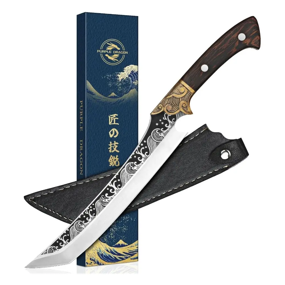 PURPLE DRAGON Slicing Carving Knife – 8.86" Brisket Knife Japanese Breaking Knives for Meat Cutting, Full Tang Design with Ergonomic Handle, Anniversary Kitchen Gifts for Dad Fathers/Christmas Gift
