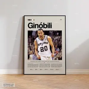 Manu Ginóbili Poster, San Antonio Spurs Wall Art, NBA Print Decor, NBA Poster, Basketball Poster, NBA Basketball