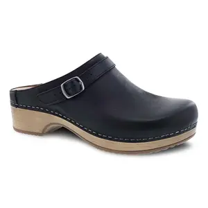 Dansko Black Burnished Nubuck Heeled Clog- Berry