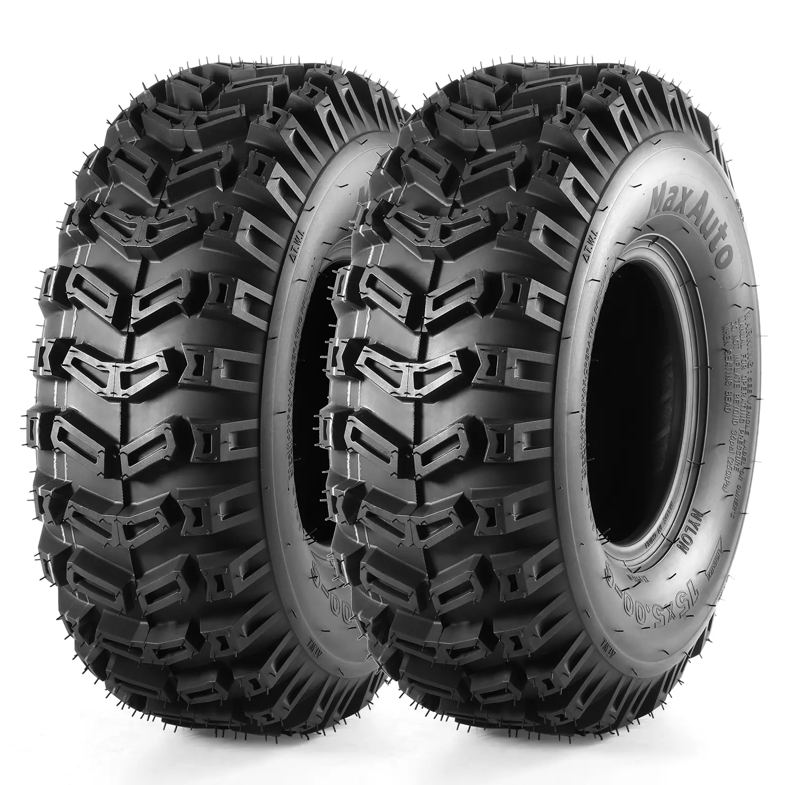 MAXAUTO ATV Tires 15x5.00-6, Tubeless Snow Hog Directional Pattern with 14mm Tread Depth for Snow Blowers & Lawn Tractors, 2PR, Set of 2, Lawn Tractor, Garden Tractor