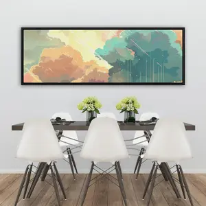 Pictorem C1FC2060EX2W0I 20 x 60 in. Crystal Winds - Green Framed Canvas Wall Art for Home Decor