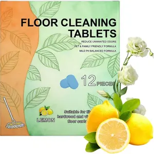 12-Piece Hardwood Floor Cleaning Tablets, Dissolvable Solution for Tiles & Vinyl Floors, Fresh Lemon Scent, Compatible with Mops & Vacuum Cleaners