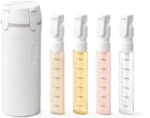 4 in 1 Compact Travel Pump Dispenser Bottle Set, 30ML 4-Pack Leak-Proof Pump Containers with Measurement Scale & Label Stickers, Portable Kitchen Supplies for Toiletries Storage