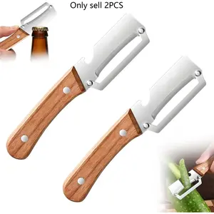2PCS Vegetable Peeler, Multi-Functional Vegetable Peeler with Bottle Opener, 2-in-1 Stainless Steel Kitchen Tool for Kitchen Prep, Camping, Apple Potato Pumpkin Papaya Peeling