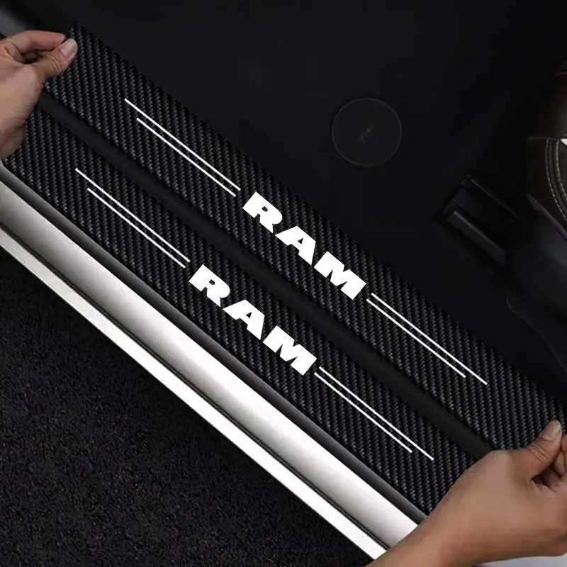 Dodge RAM Carbon Fiber Door Sticker Kit, Interior Threshold Trim Strips, Welcome Pedal Accessories, Car Styling Modifications, Car Door Decals For Dodge, Automotive Decoration