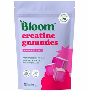 Bloom Creatine Monohydrate Gummies CN, 5g Per Serving , Sugar Free Creatine Gummy for Workout, Strength, Cognitive Health & Lean Muscle Support, Gluten Free & Non GMO, Berry Boost, 36 Gummies, 12 SVG - Creatine for Women