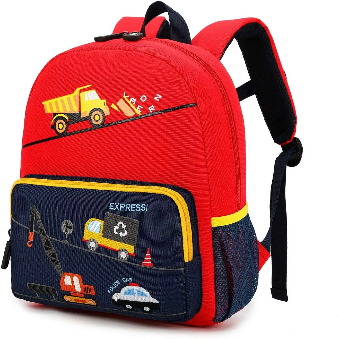 Willikiva Preschool-Size Backpack for Toddlers - Cute, Waterproof Resistant, Casual Printed Transportation-Themed Bus Dinosaur Bag for Boys/Girls