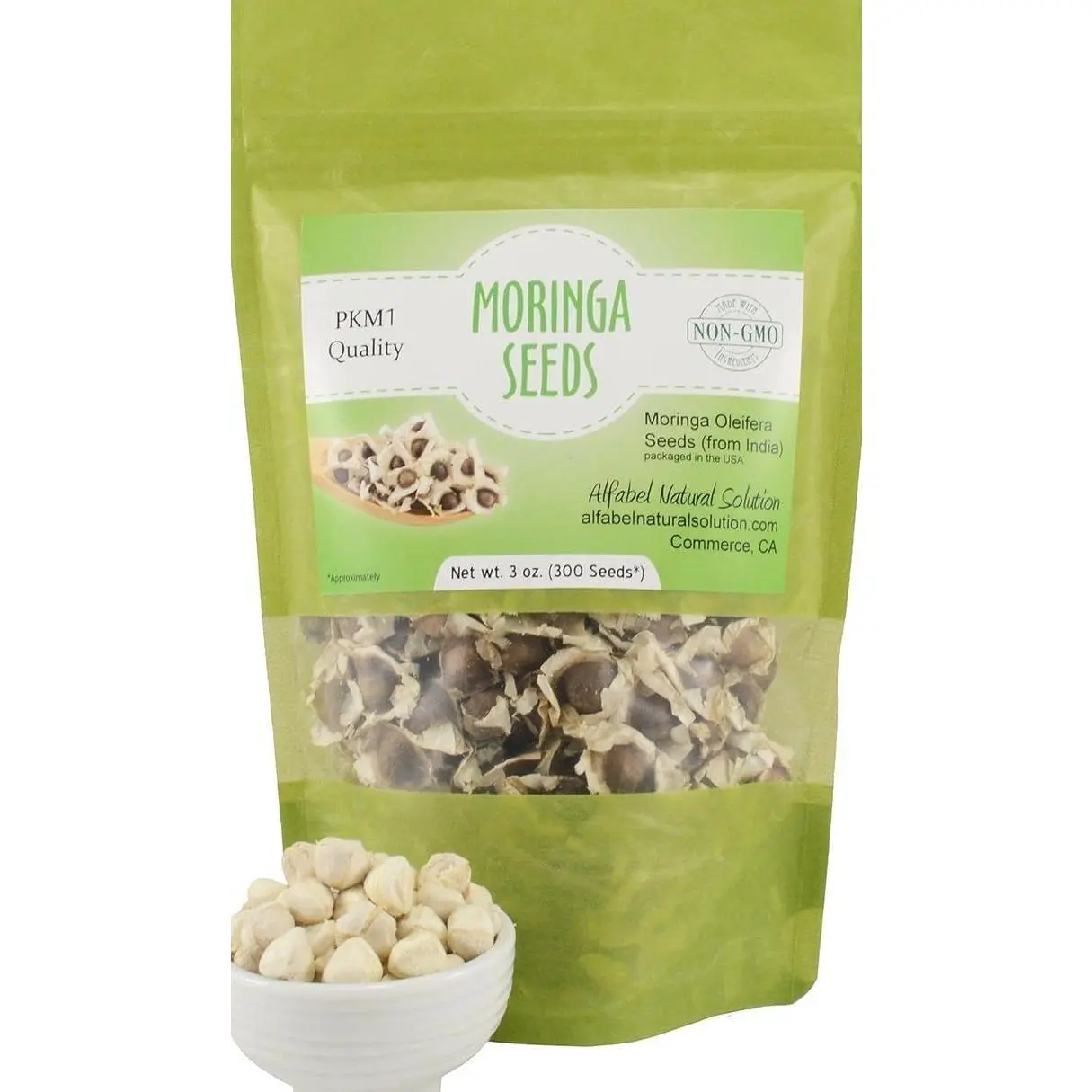 Moringa Oleifera Seeds Non-GMO PKM1 Premium Quality - Organically Grown - 3 oz. - Resealable Stand Up Pouch