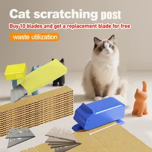 Cat Scratch Board Cutter Set, DIY Cat Claw Pad Cutting Tool, Includes 10 Replacement Blades, Ideal for Pet Owners & Cats