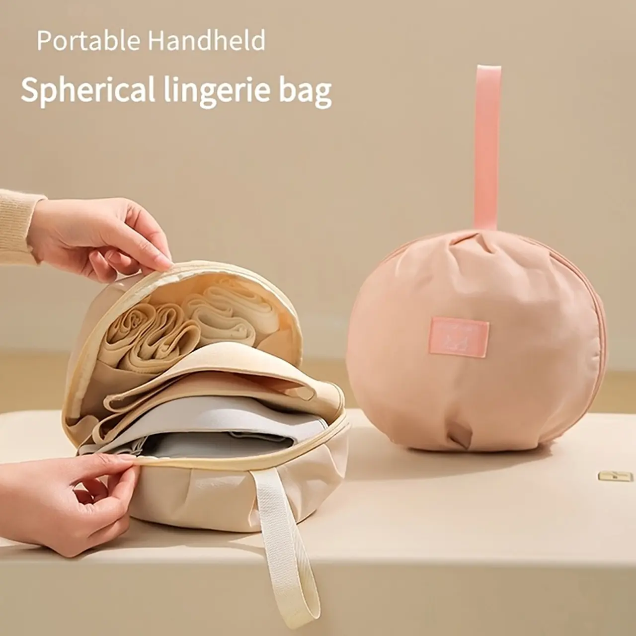 Round Bra Organizer Lightweight Travel Essential, 4-Slot Design for Underwear Storage, Portable Hanging Option for Home & Travel Use, Travel Organization Pouch, Organizing Pouch, Zipper Pouches, Travel Accessories, Travel Necessities