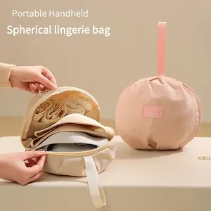 Round Bra Organizer Lightweight Travel Essential, 4-Slot Design for Underwear Storage, Portable Hanging Option for Home & Travel Use, Travel Organization Pouch