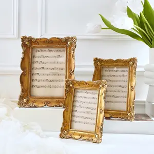 European Vintage Lace Decorative Picture Frame, Resin Material Photo Display Frame, Sturdy Frame Design, Horizontal and Vertical Use, Home Decoration