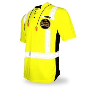 KwikSafety ESTIMATOR Safety Shirt (Y-Neck Button Up Collar) Class 2 Short Sleeve ANSI OSHA Compliant Hi Vis Reflective Menswear - Model No.: KS4407